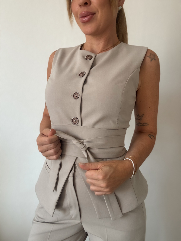 Bella mellény+öv / Taupe - Image 2