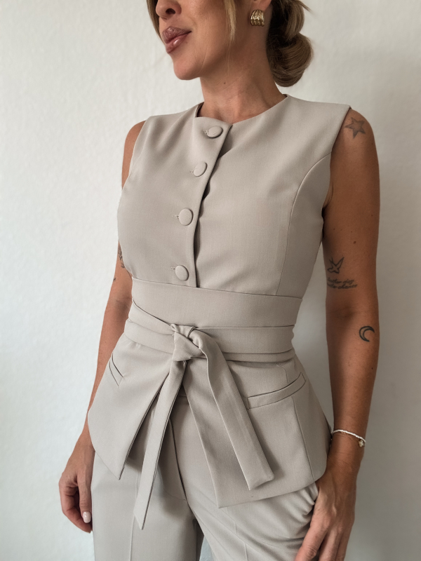 Bella mellény+öv / Taupe - Image 8