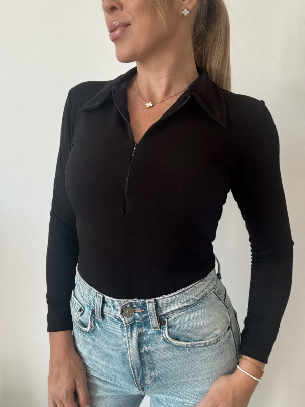 Anna Bodysuit / Hosszú ujjú / Fekete