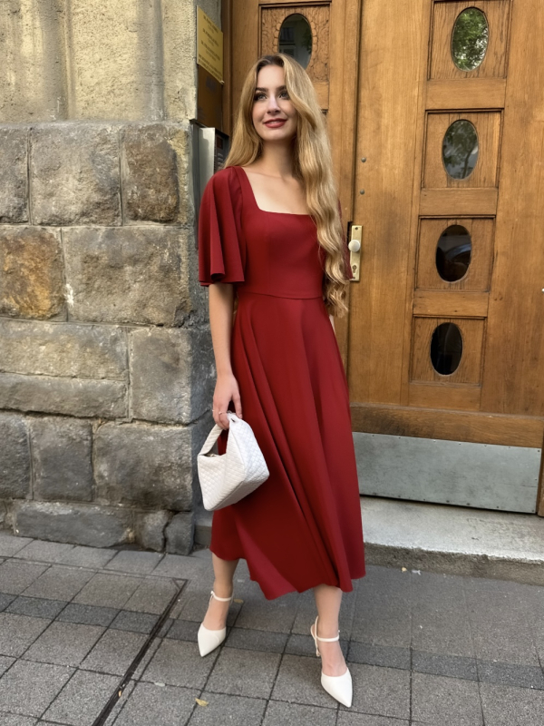 Miranda midi ruha / Bordó - Image 2