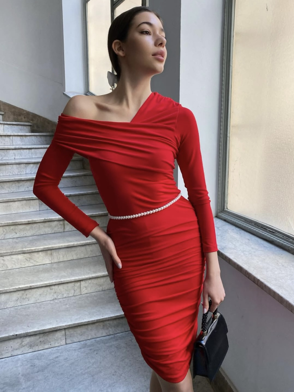 Tilda midi ruha  / Piros - Image 4