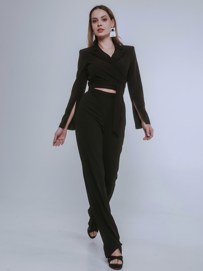 Dalma átlapolós blézer / Fekete - Image 2