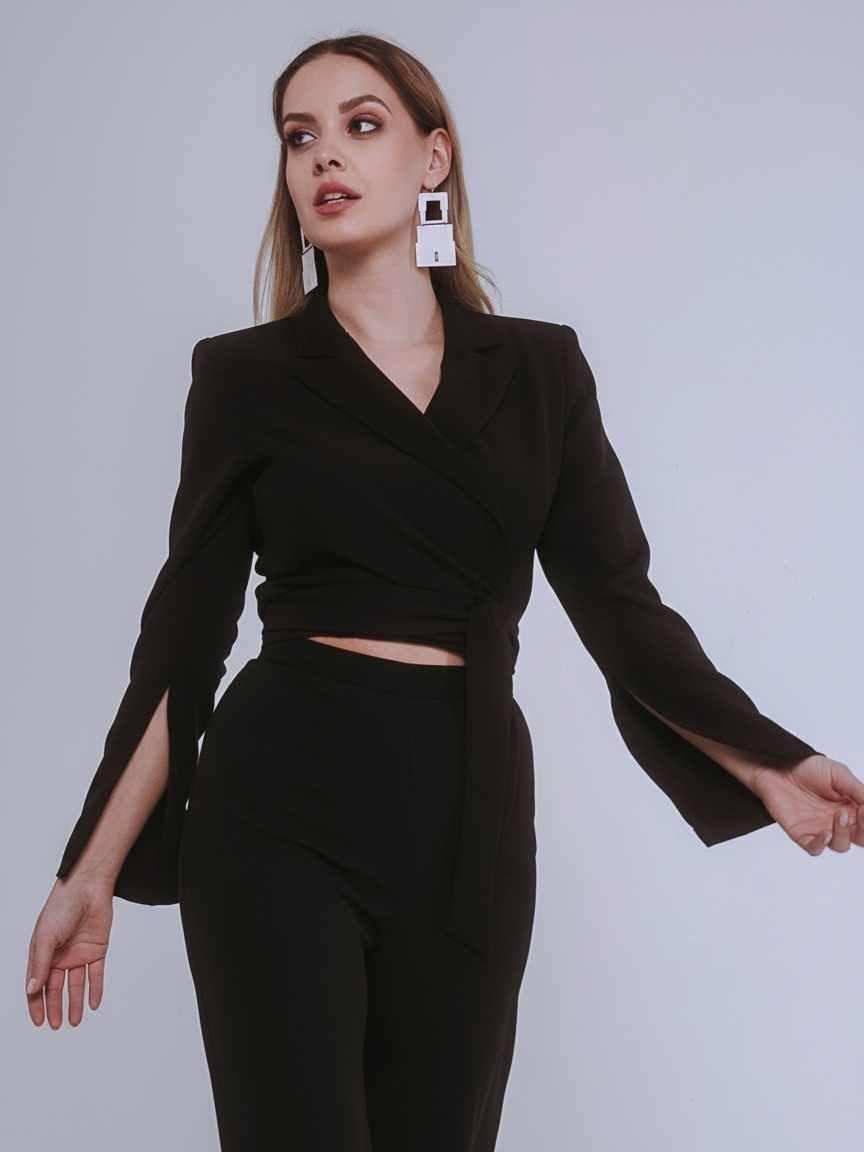 Dalma átlapolós blézer / Fekete